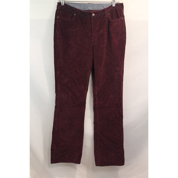 L L Bean Pants Favorite Fit Womens size 12 Maroon Corduroy Straight Leg - Picture 1 of 9